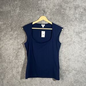 J. Crew Womens Medium Blue Cap Sleeve Cotton Blouse Top Casual Solid Work M